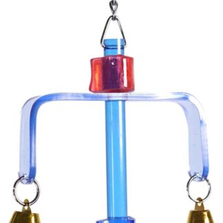 Bird toy plexi with bells and dice